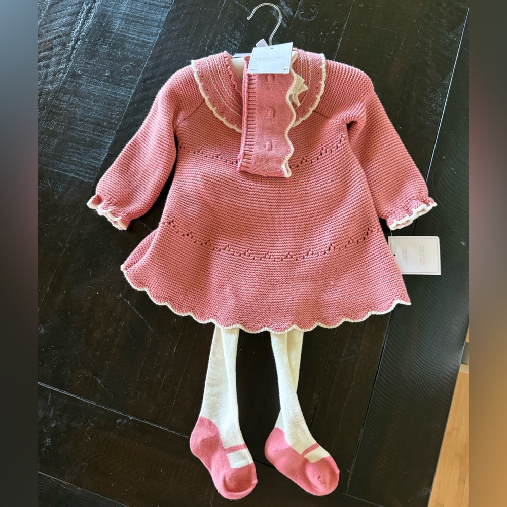 Shabby Chic Pink Knit Baby Outfit